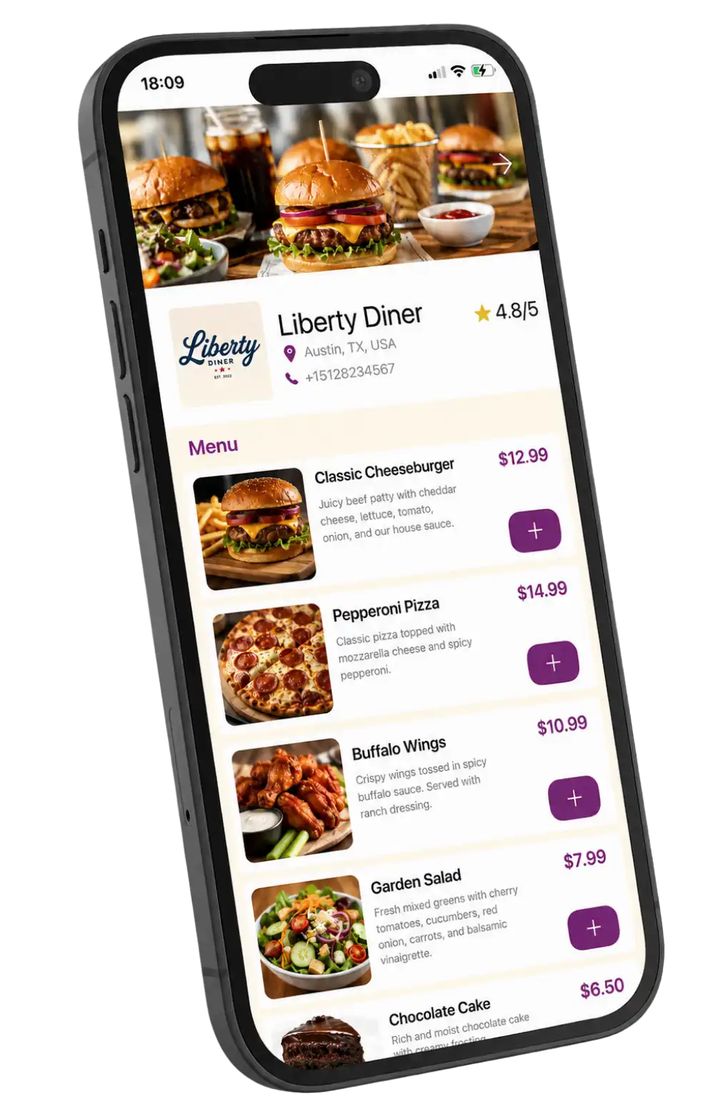 Browse local restaurants with the Triyum app